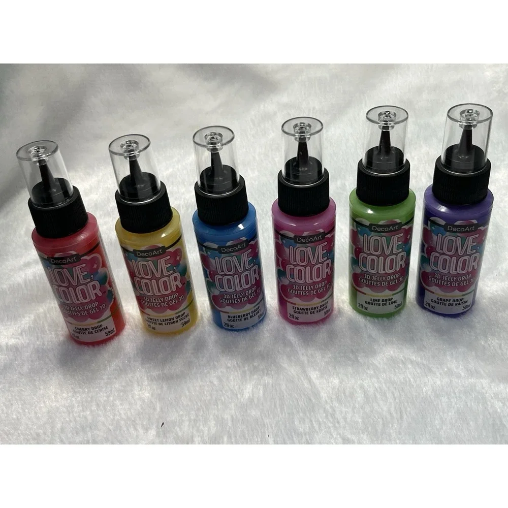DecoArt Love Color 3D Jelly Drops Paint Set – 6 Pack – Dimensional Craft Paint